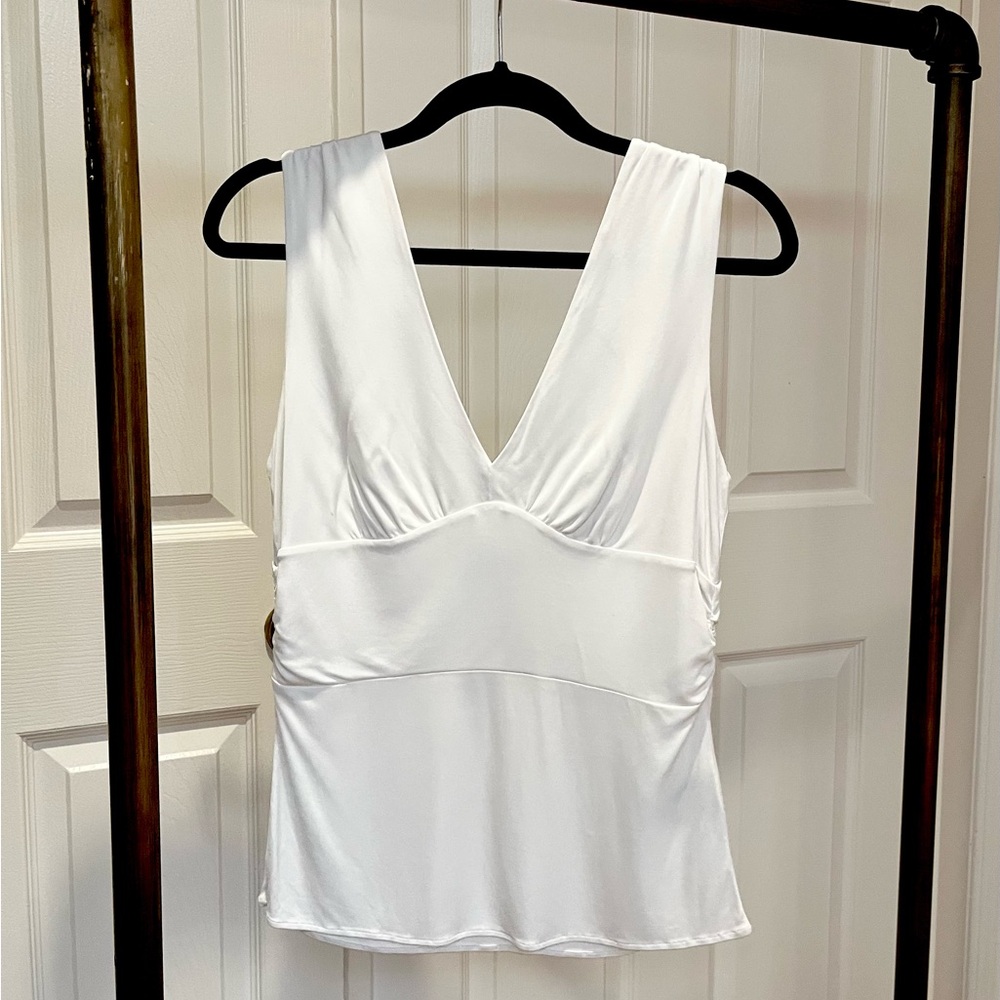Jacob White Sleeveless V-Neck Blouse Size M